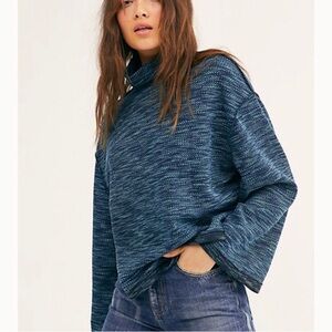 Free People Oversized Turtleneck Side Slits Sweater